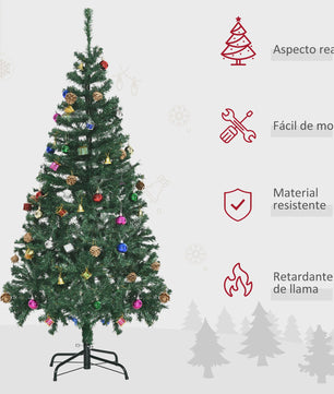 Homcom Artificial Christmas Tree 150 cm with 420 Branches Pine Cones Ornaments Christmas Decoration for Indoors Green