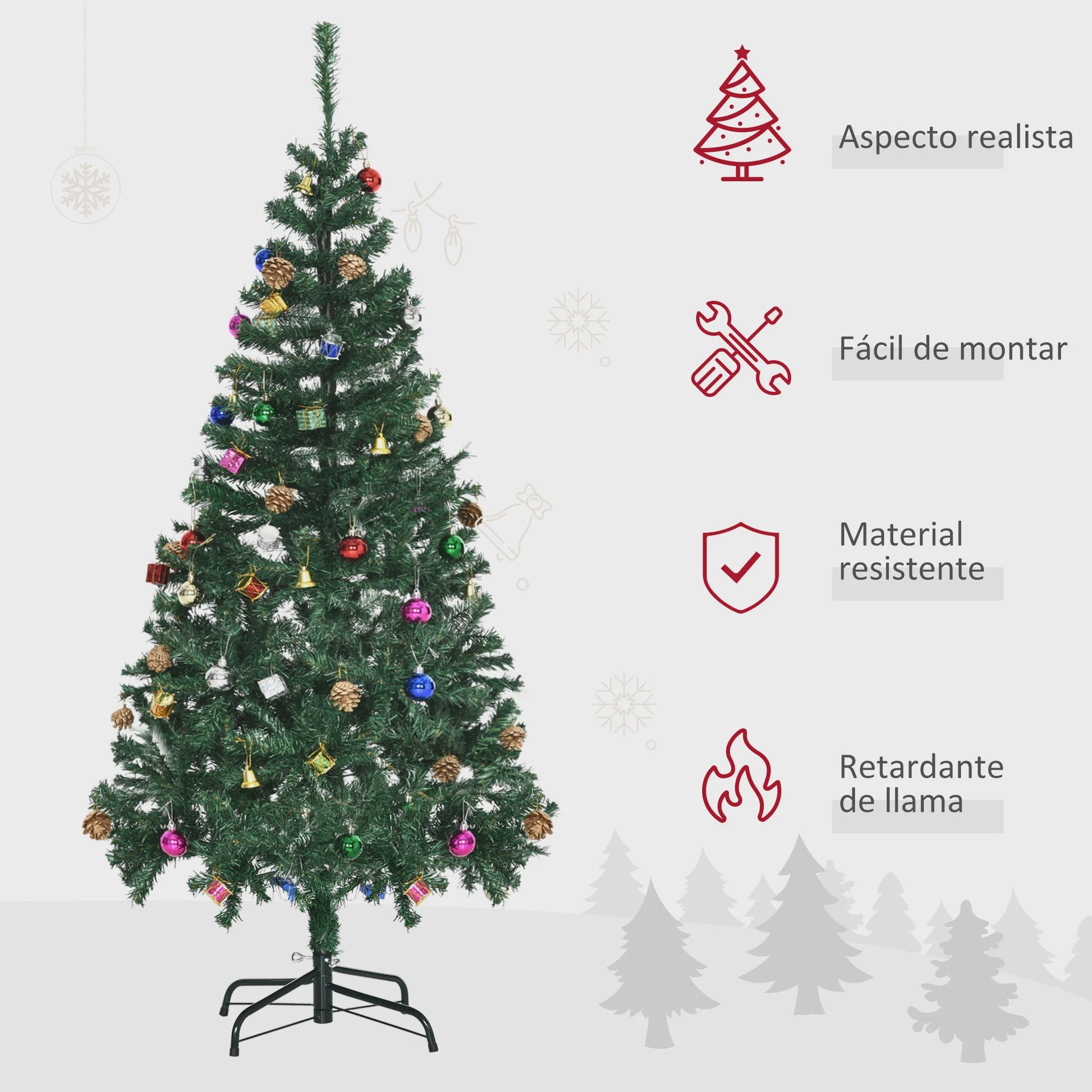 Homcom Artificial Christmas Tree 150 cm with 420 Branches Pine Cones Ornaments Christmas Decoration for Indoors Green