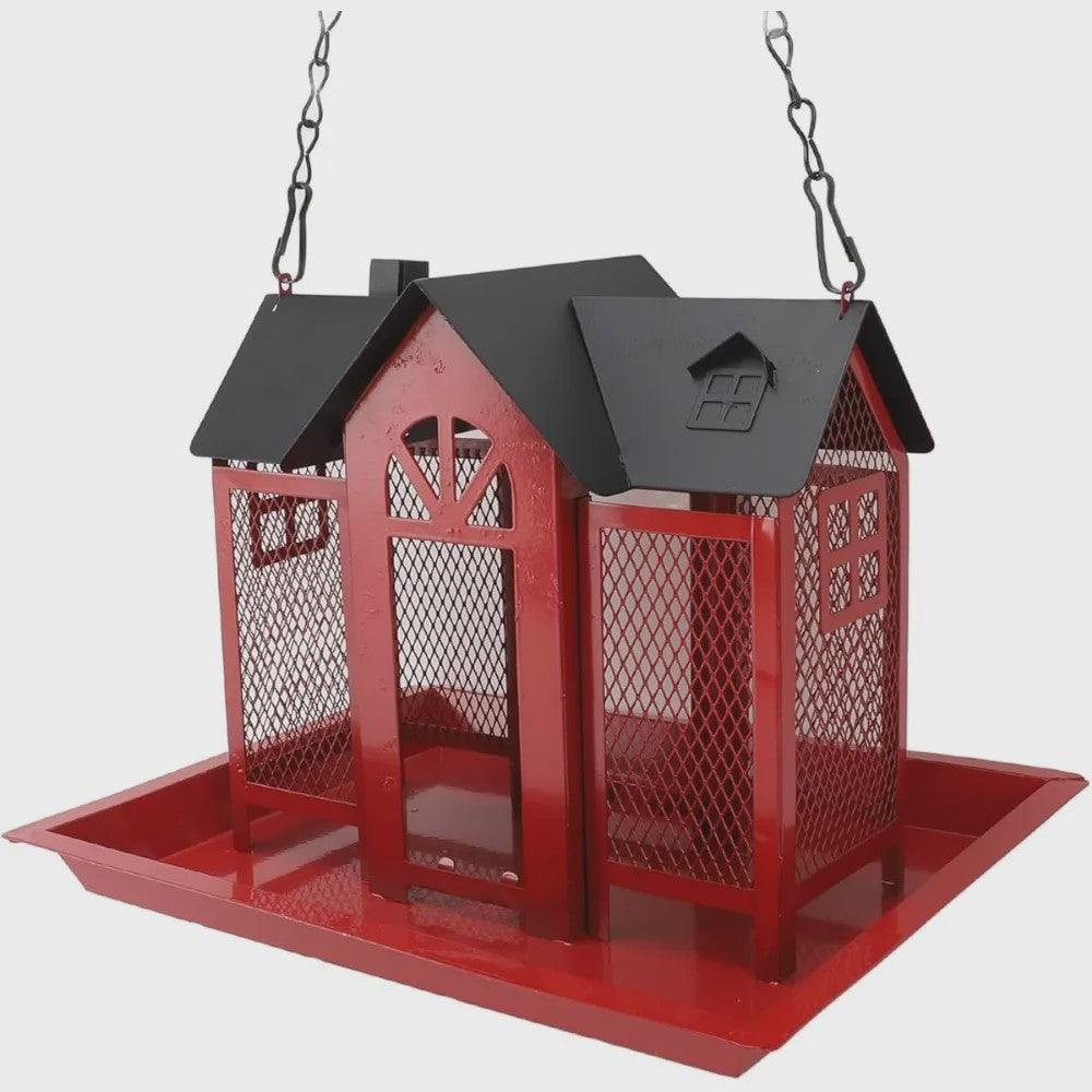 Hangend Vogelvoederhuisje met Grote Capaciteit - IJzeren Voederstation voor Tuin & Buiten