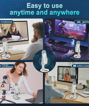 Professionele Witte USB Condensator Microfoon voor Studio, Gaming, Streaming & Podcasts