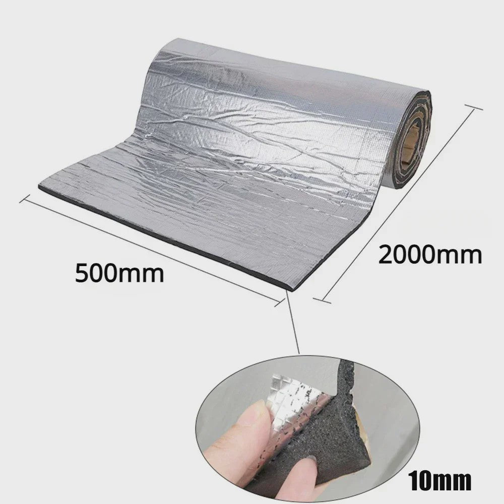 Zelfklevende Aluminium Isolatiemat 500x2000x10mm - Warmte- en Geluidsdemping voor Auto & Meer