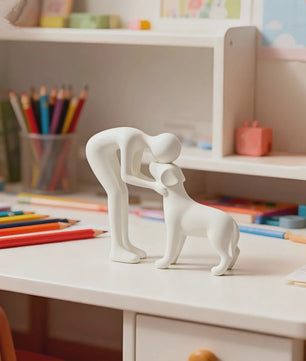 Abstracte Beeldjes: Mens & Hond Vriendschap - Decoratie voor Huis & Kantoor