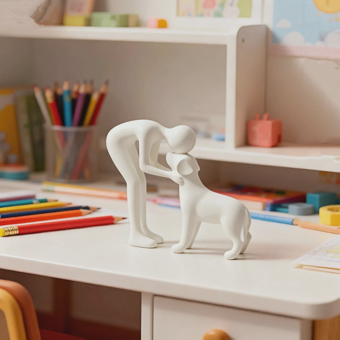 Abstracte Beeldjes: Mens & Hond Vriendschap - Decoratie voor Huis & Kantoor