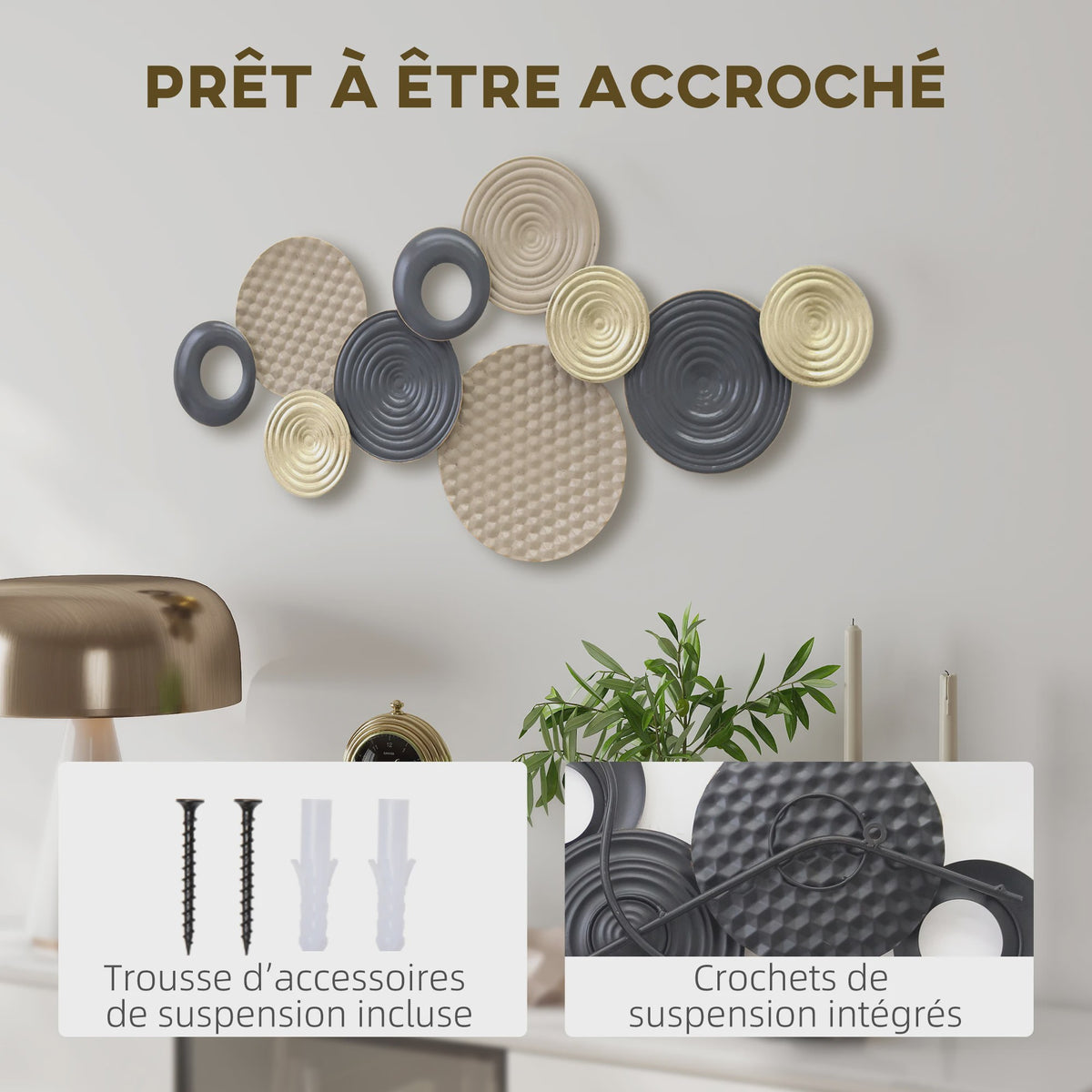 Moderne 3D Metaal Wanddecoratie Multi Disc - Wrought Iron Huisdecoratie