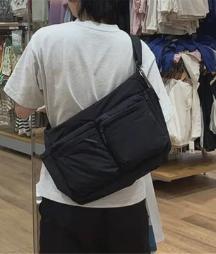 Grote Casual Messenger Bag - Waterafstotende Nylon Schoudertas met Laptopvak en Veel Vakken