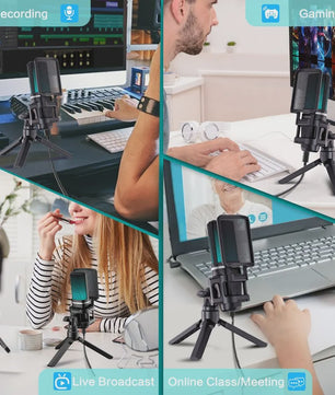 Zealsound RGB Opname Microfoon met Arm & Statief - USB Condenser voor Gaming, Podcast & Streaming