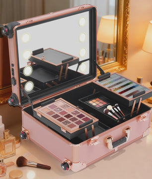 Mobiele Make-up Studio met LED Verlichting, Verstelbaar Statief & Wielen