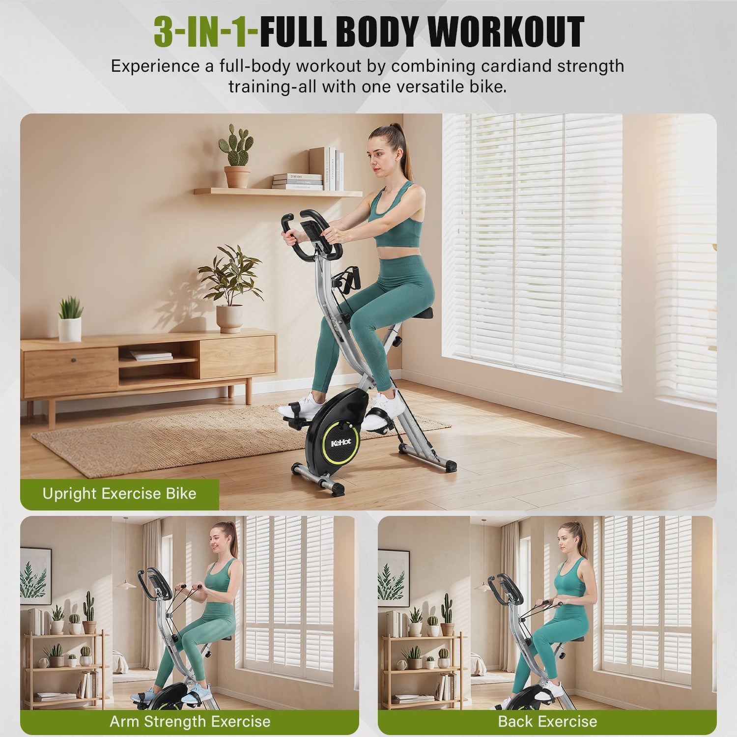 Kehot Opvouwbare Hometrainer met Bluetooth, Hartslagsensor & LCD - Max 145KG