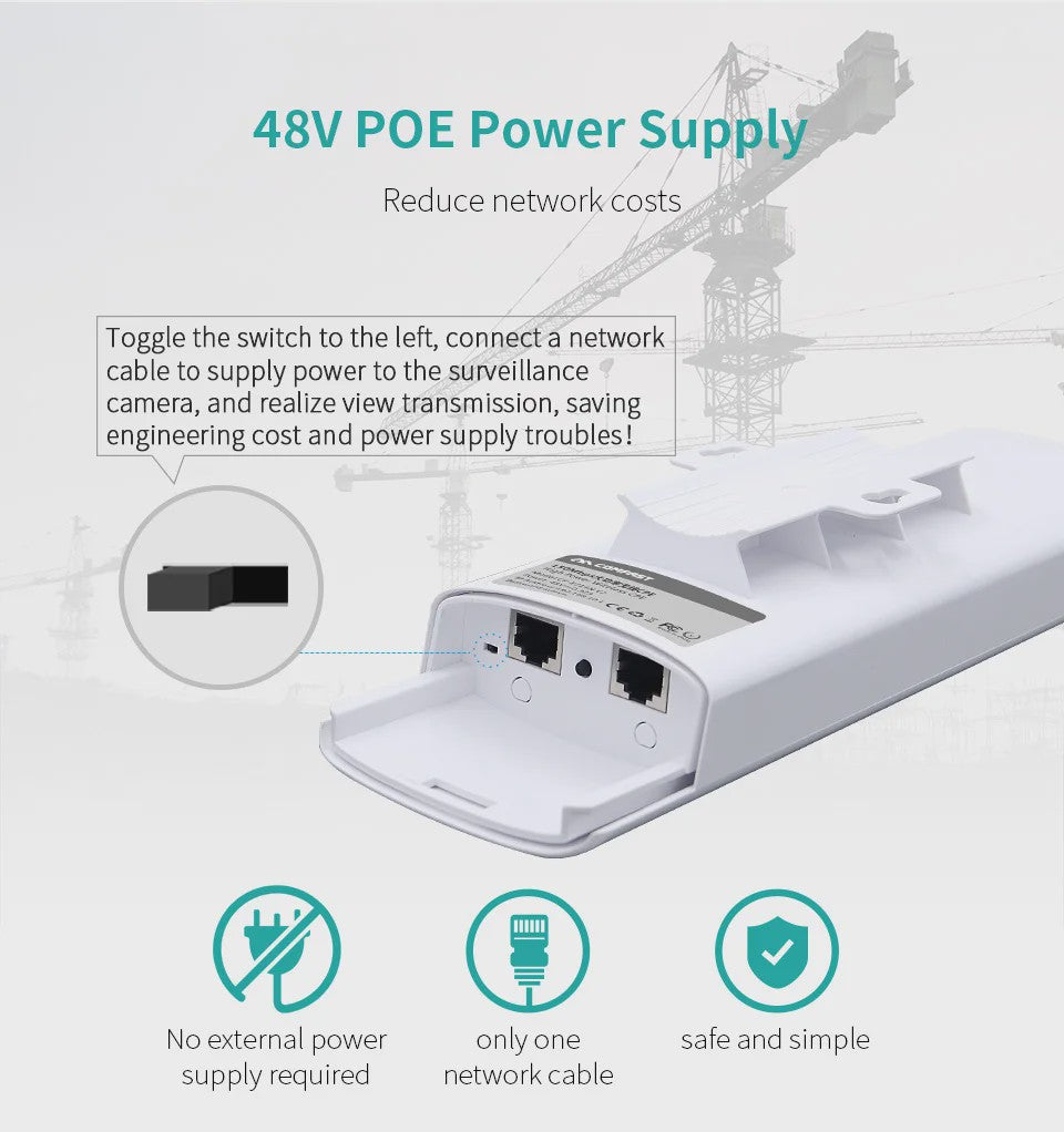 Comfast 300Mbps Outdoor WiFi Access Point CPE | 3-5KM Long Range | 14dBi Antenne | 48V PoE