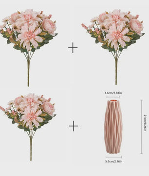 Kunstboeket Dahlia Rozen Madeliefjes - Zijde Bloemen voor Feestelijke Decoratie