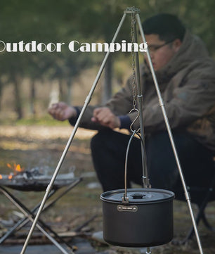 Kampeerpan Hangend 3L Aluminium Outdoor Kookpan Draagbaar voor Kampvuur, BBQ, Reizen