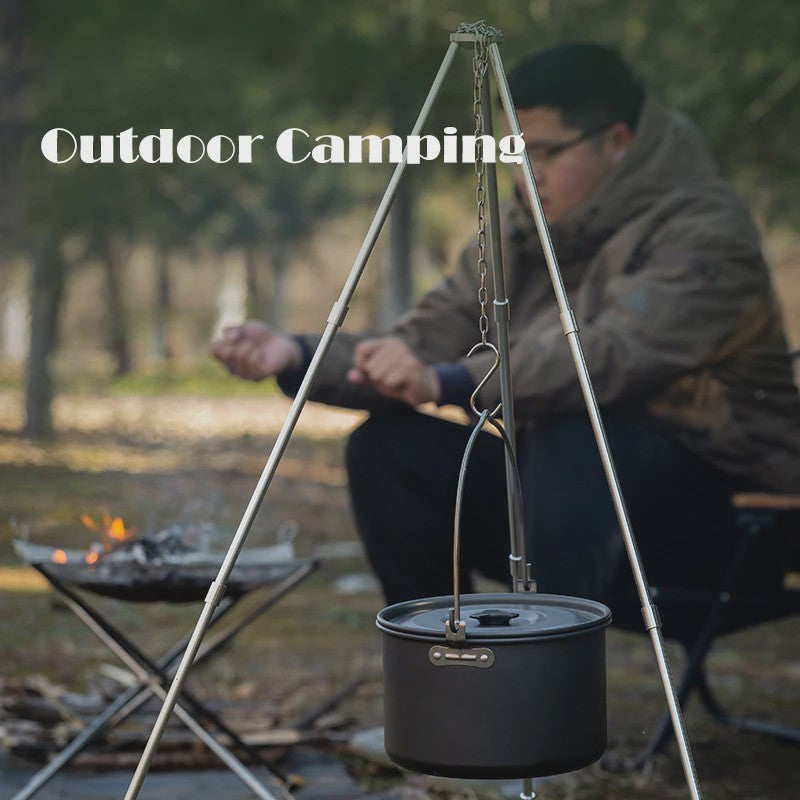 Kampeerpan Hangend 3L Aluminium Outdoor Kookpan Draagbaar voor Kampvuur, BBQ, Reizen