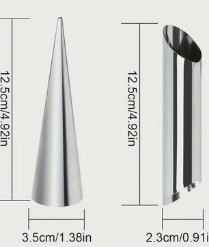 Set van 5 RVS Gebak Hoorns - Voor Croissants, Gebak & Dessert