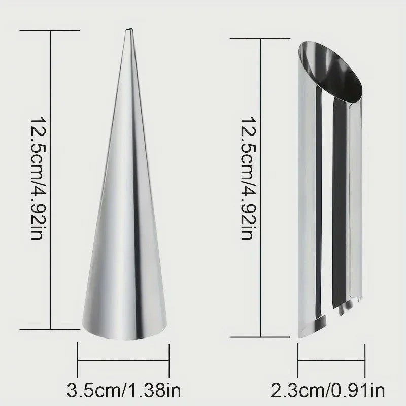 Set van 5 RVS Gebak Hoorns - Voor Croissants, Gebak & Dessert