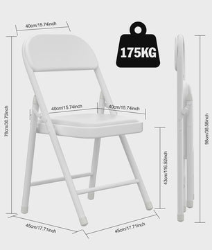 Opvouwbare Stoel met Kunstleren Zitting en Metalen Frame - Comfortabel en Praktisch