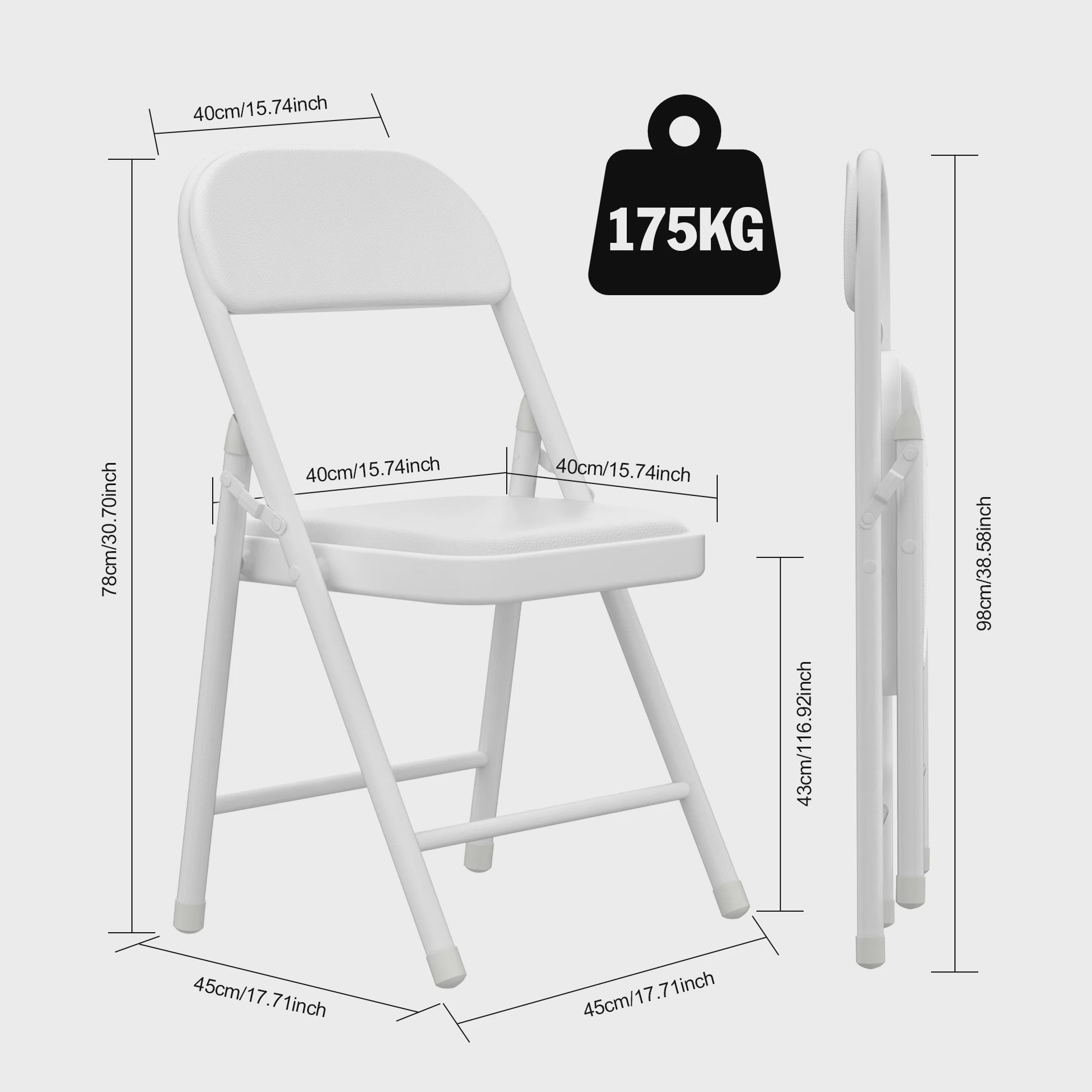 Opvouwbare Stoel met Kunstleren Zitting en Metalen Frame - Comfortabel en Praktisch