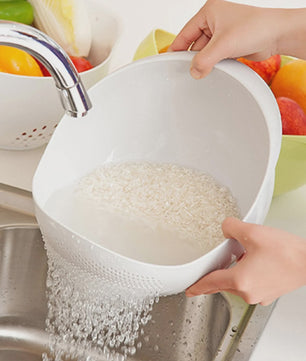 Dubbele Afvoerkom met Handvat: Rijst, Fruit & Groenten Wassen en Afgieten