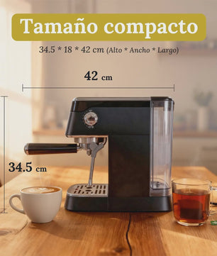 Volautomatische Espressomachine RVS - 1.2L, 20 Bar, Dubbele Portafilter