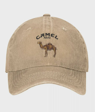 Vintage Trucker Cap met Camel Print - Verstelbaar en Washed Look