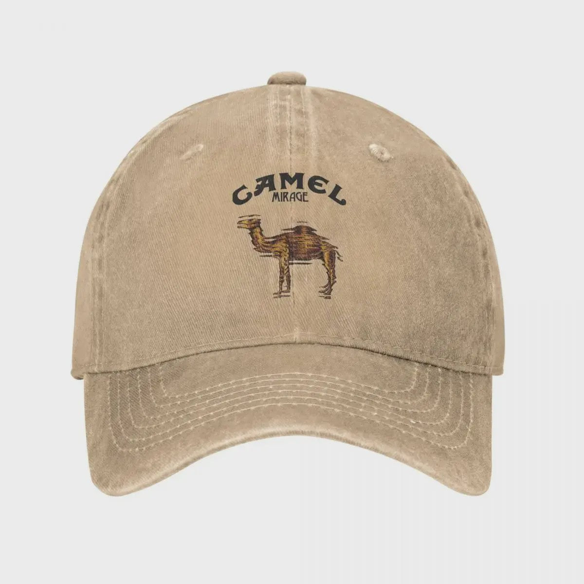 Vintage Trucker Cap met Camel Print - Verstelbaar en Washed Look