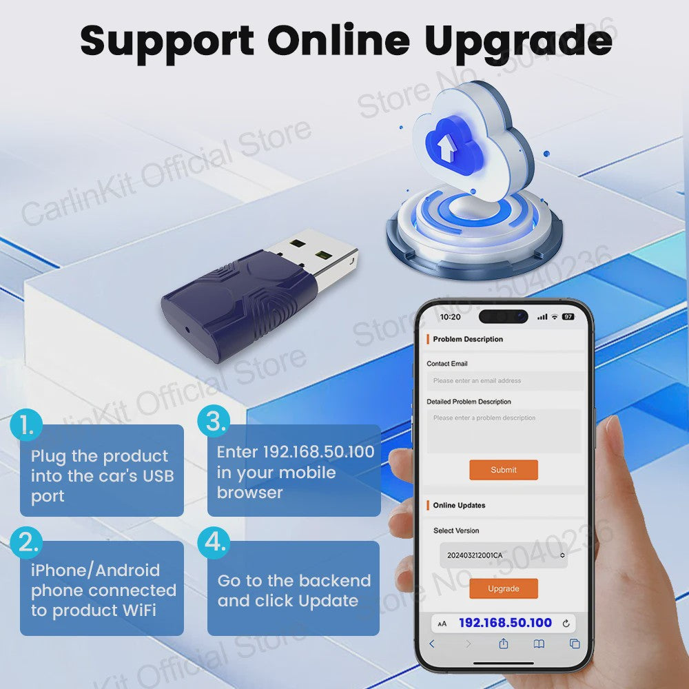 CarlinKit 5.0 Mini Ultra Draadloze Adapter voor Android Auto & CarPlay