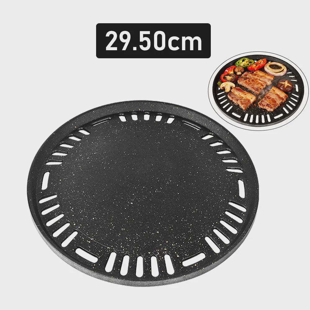 Ronde Grillplaat 29.5cm - Non-stick Aluminium voor Korean BBQ, Camping & Inductie