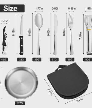 Draagbare Camping Bestekset RVS - Complete Picknick Tafelset met Organizer