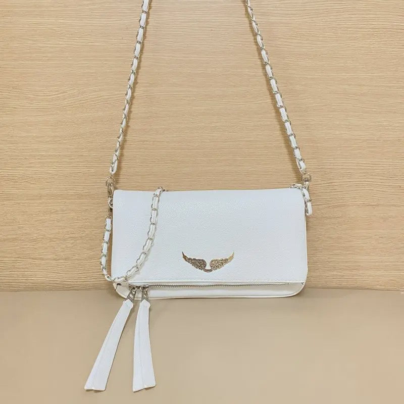 Luxe Dames Crossbody Tas met Ketting en Diamant Accent - Franse Stijl