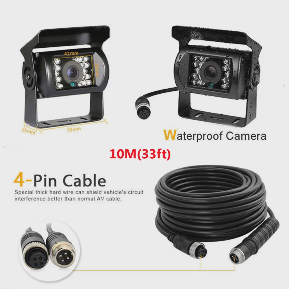 Waterdichte Achteruitrijcamera met Nachtzicht en 10M Kabel voor Vrachtwagen, Camper, Bus