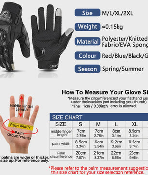 Ademende Motorhandschoenen Volledige Vinger - Anti-slip, Slijtvast & Touchscreen Compatibel