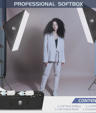 Professionele Softbox Verlichtingskit 50x70cm - Continu Licht voor Studio Fotografie