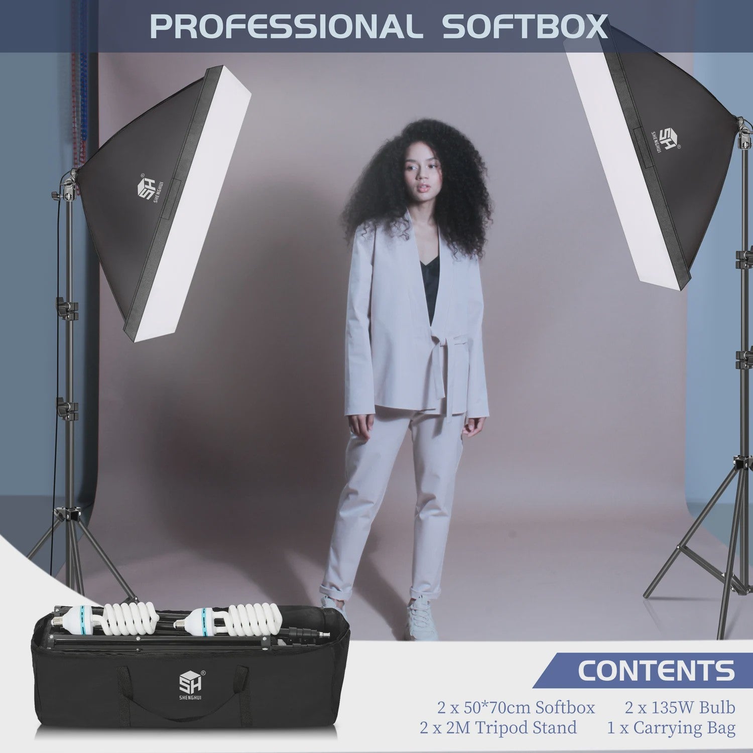 Professionele Softbox Verlichtingskit 50x70cm - Continu Licht voor Studio Fotografie