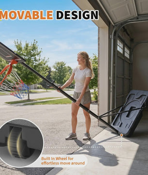 Verstelbare Buiten Basketbalpaal 253-362 cm met Transparant PC Bord en Mobiele Basis