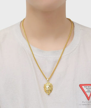 Gouden Leeuwenkop Hanger Ketting voor Mannen - Stijlvolle Hip Hop & Rock Sieraden