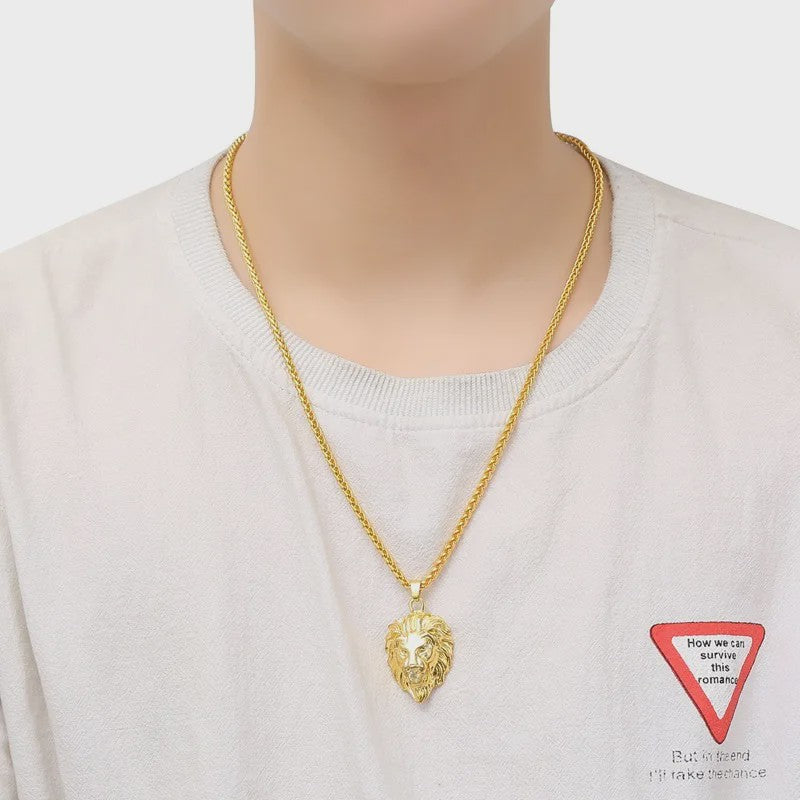 Gouden Leeuwenkop Hanger Ketting voor Mannen - Stijlvolle Hip Hop & Rock Sieraden