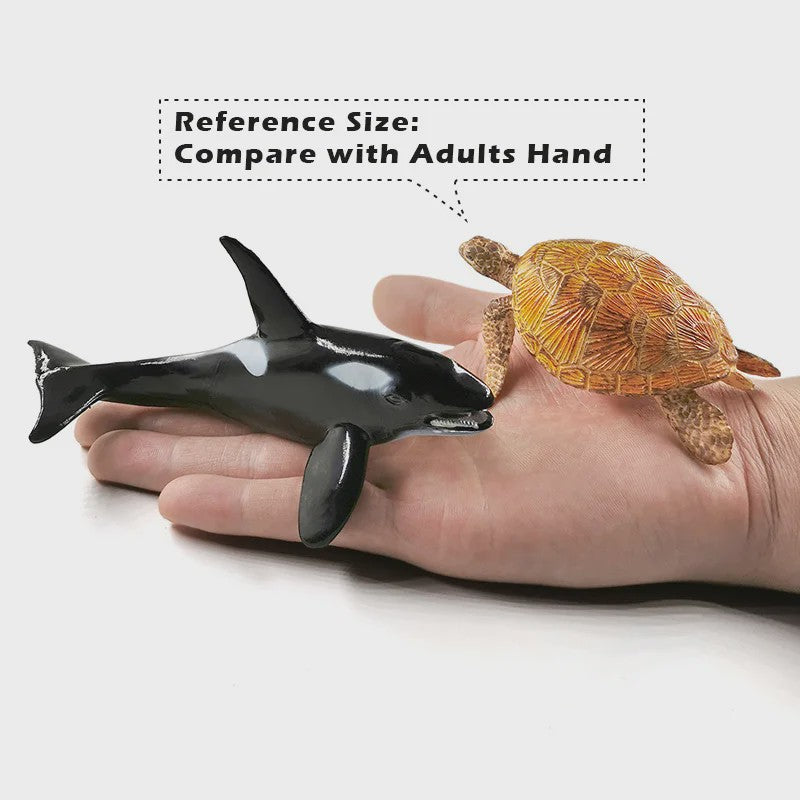 Miniatuur Zeedieren Figuren Set: Orka, Haai, Walrus, Zeeleeuw, Schildpad & Dolfijn