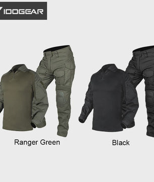 IDOGEAR G3 Combat Uniform Set Heren - Tactische Kleding Set met Broek en Shirt - Zwart/Ranger Groen