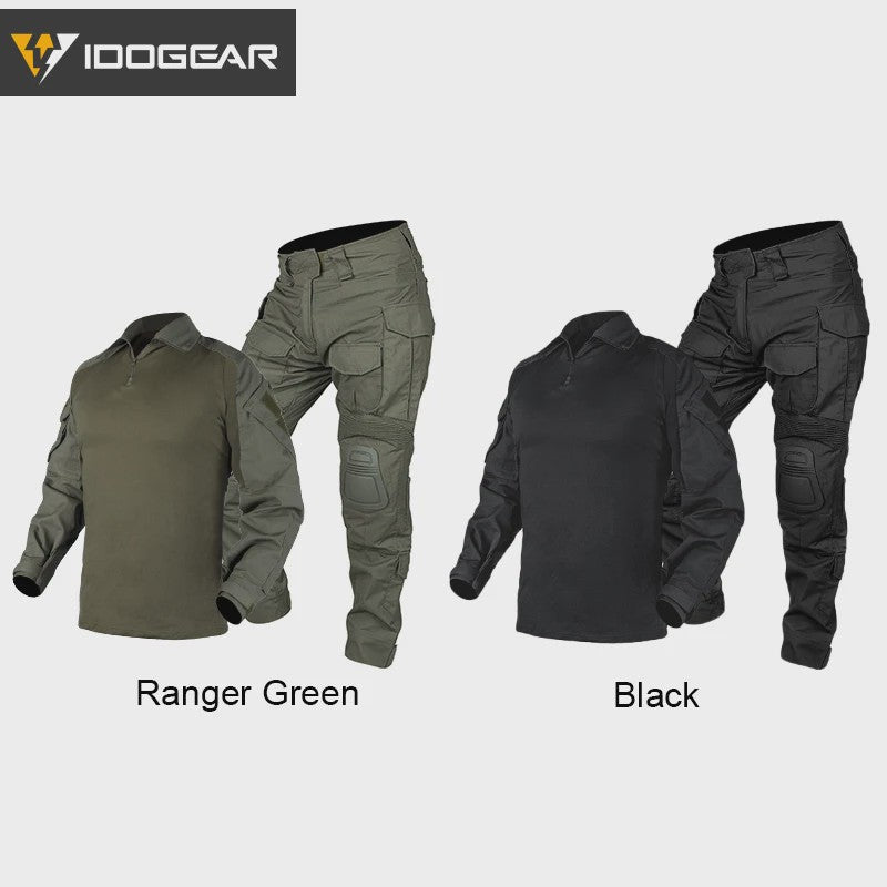 IDOGEAR G3 Combat Uniform Set Heren - Tactische Kleding Set met Broek en Shirt - Zwart/Ranger Groen
