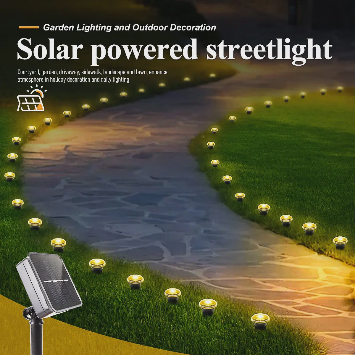 Solar LED Tuinpad Verlichting - Waterdicht & 8 Modi - Sfeervolle Buitenlamp