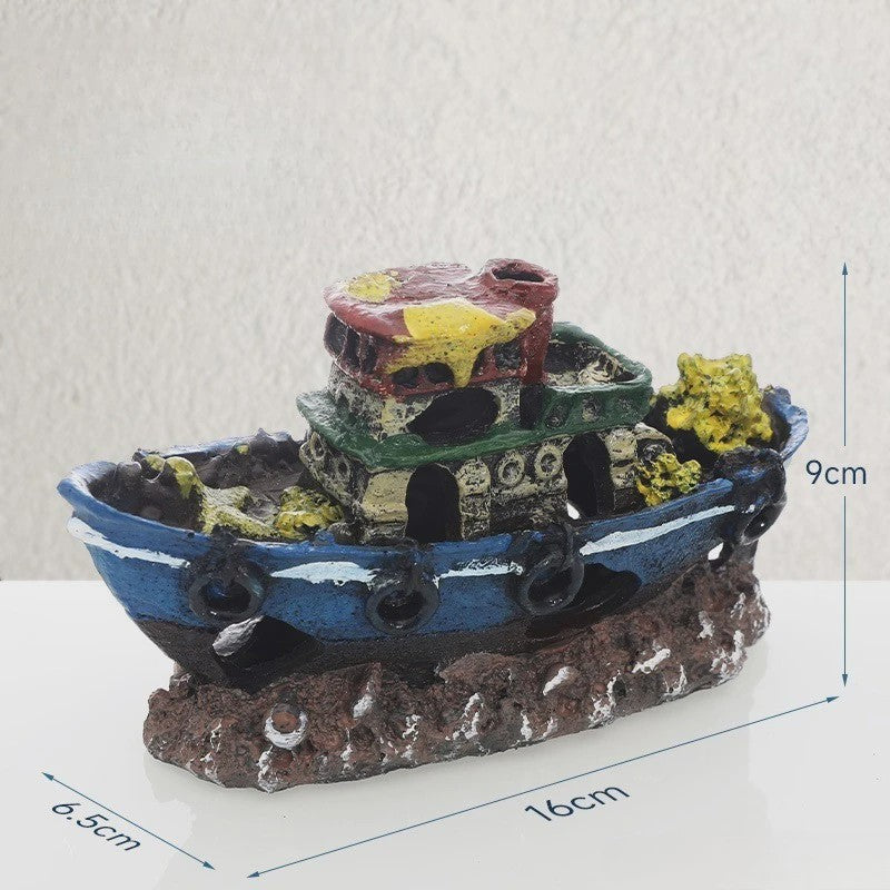 Uniek Scheepswrak Aquarium Decoratie - Verzonken Piratenschip Vistank Ornament