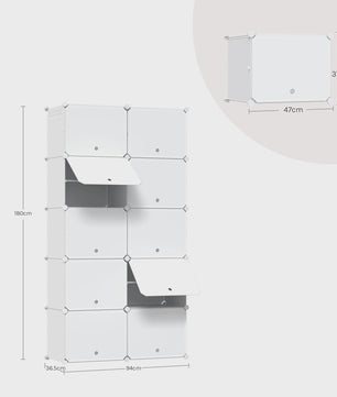 WOLTU Schoenenkast met 10 Vakken - Ruime Opbergkast voor 40 Paar Schoenen (94x180x36.5cm)