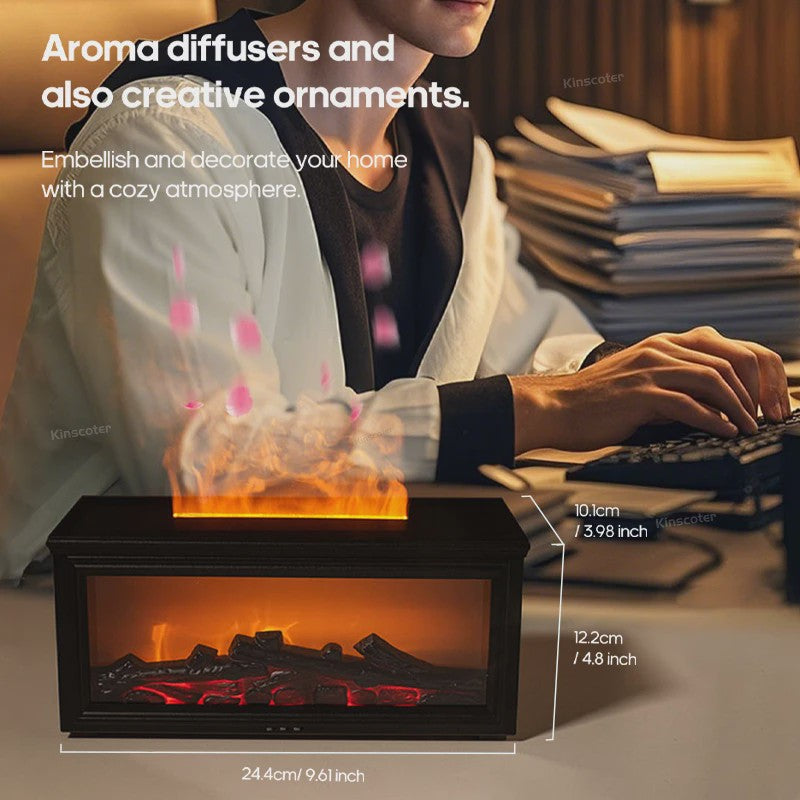 Sfeervolle Vuurhaard Aroma Diffuser met Luchtbevochtiger en Afstandsbediening - Creëer Warmte en Geur