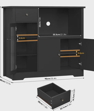Keukenbuffet met Werkblad en Magnetronplank - 1 Lade, 3 Deuren