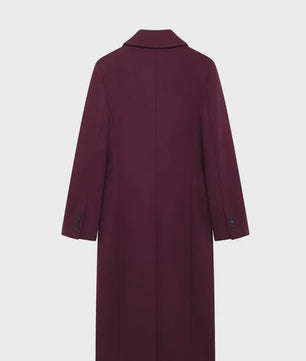 Dames Jas Burgundy - Dubbelzijdig Sluitend, Lange Mouwen, Klassieke Kraag - Herfst Winter Collectie