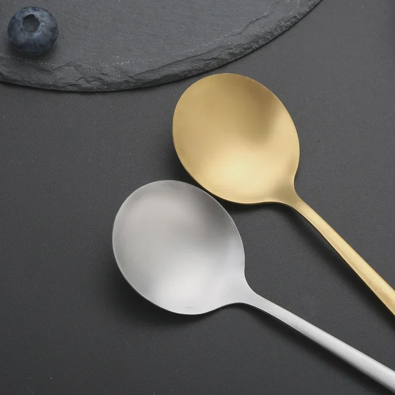 Luxe 30-delige Bestekset RVS: Goud & Zwart Dinerbestek, Fruitvorkjes en Lepels