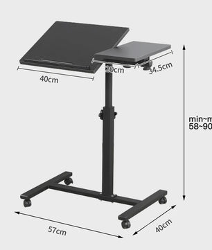 Verstelbare Laptoptafel op Wielen - Inklapbaar & Mobiel Sta-bureau voor Bed en Bank