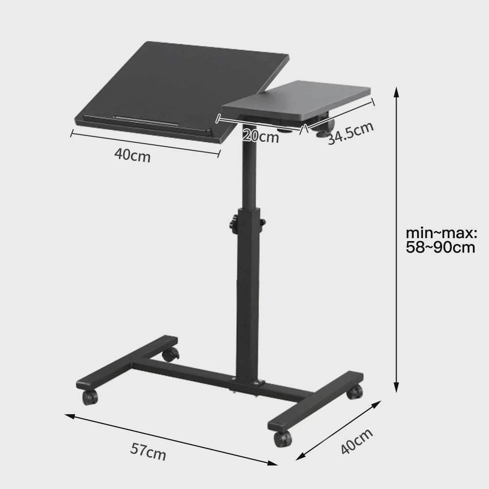 Verstelbare Laptoptafel op Wielen - Inklapbaar & Mobiel Sta-bureau voor Bed en Bank