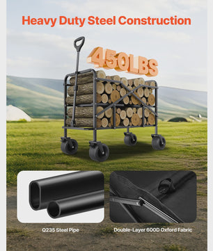 Dubbeldeks inklapbare transportkar - 300L, 450lbs, All-Terrain wielen
