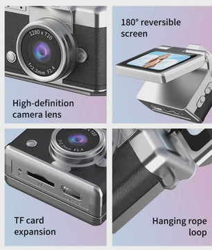Ourlife Mini Retro Digitale Camera met 1.47 Inch Flip Screen & Sleutelhanger