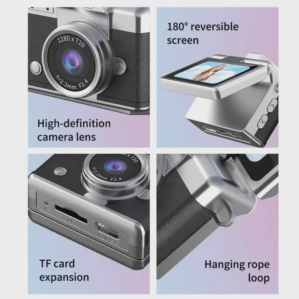 Ourlife Mini Retro Digitale Camera met 1.47 Inch Flip Screen & Sleutelhanger